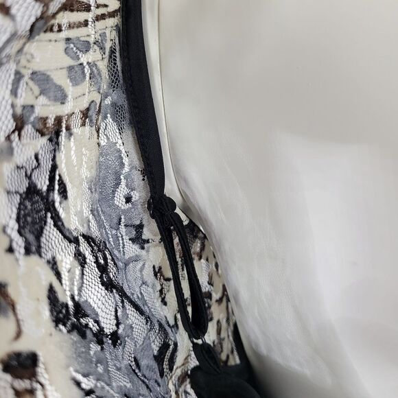 AB Studio Lined Sleeveless Mesh Bodice Zipper Back Belted Dress Size 10 - Picture 8 of 12